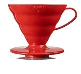 Hario V60 Plastic Coffee Dripper Pour Over Cone Coffee Maker Size 02, Red