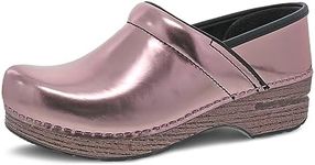 Dansko Professional Chrome Slip-On Clogs for Women - Rocker Sole and Arch Support for Comfort - Ideal for Long Standing Professionals - Food Service, Healthcare Professionals, Rose, 7.5-8