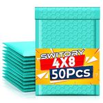 Switory Teal ENVELOPE 50pcs 4x7in Poly Bubble Mailers, Self-Seal Padded Shipping Packaging Mailing - Lightweight