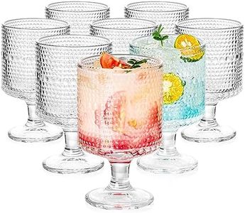 KEMORELA Hobnail Drinking Glasses Set of 8, Vintage Water Goblets Glassware, 8oz Hobnail Goblets Set, Elegant Water Goblets, Beverage Stemmed Glass Cups, Romantic Mixed Drink Glasses for Party, Wine
