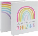 2 Pack Rainbow 3 Ring Binder, 1inch Round Rings and 175 Sheet Capacity (Watercolor)