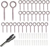 Wexecon 30 Pieces Stainless Steel Ceiling Hooks Screw Eye Bolt, Eye Screws for Hanging Christmas Lights Outdoor Christmas Thanksgiving Decorations Indoor Wood Securing Cables Wires(Silver,1.96")