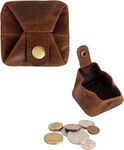 Leather Coin Pouch Change Holder Mini Pocket Wallet for Men, Vintage Brown (Pack of 1)