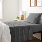 Amazon Basics Heather Cotton Jersey Bed Sheet Set - Twin, Dark Grey