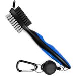 BettGolf Golf Club Brush and Groove Cleaner Brush Brushes in 3 For Golf Shoes/Golf Club/Golf/Golf Groove,2 Ft Retractable Zip-line Aluminum Carabiner (blue)