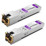 XZSNET 1000BASE-T SFP Transceiver, SFP to RJ45, 1.25G Copper SFP to Ethernet Module Compatible for Cisco GLC-T/SFP-GE-T, Ubiquiti UniFi UF-RJ45-1G, Mikrotik, Meraki, Netgear, D-Link and More, 2 Pack