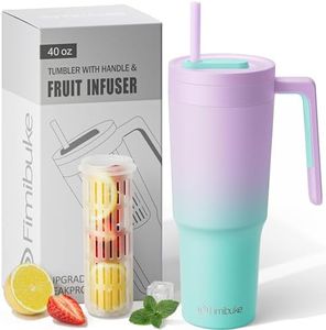 Fimibuke 40 oz Tumbler with Handle & Fruit Infuser, Stainless Steel Vacuum Insulated Cup with Lid & Straw, Water Infusion Bottle Cupholder Friendly Travel Mug Mothers Day Gifts for Mom Grandma Auntie