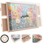 ALL4JIG 2000 Piece Rotating Puzzle Board with 4 Drawers and Cover, 28.5"x40.1"Portable Wooden Jigsaw Puzzle Table for Adults Portable, Lazy Susan Spinning Boards Birthday Gift for mom