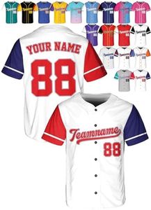 Custom Baseball Jerseys - Personalized Softball Shirt - Customized Sport Uniform for Men Women Adult Youth Toddler Boy Girl White/Red/Navy