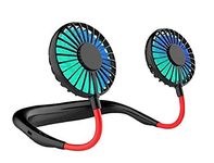 Elevea { LIMITED STOCK WITH 12 YEARS WARRANTY } Portable Fan Neck Fan Hands Free Personal Fan with LED Light Mini Fan Rechargeable USB Fan 360 Degree Free Rotation Wearable Neckband Fan for Outdoor Home Office Sports Traveling