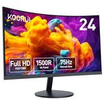 KOORUI 24 inch Curved Monitor, Full HD 1080P Curved Computer Monitor, 1500R, 75Hz Monitor, HDMI VGA, Tilt Adjustment, LCD Monitor, Eye Care, Black 24N5CA