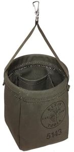 Klein Tools 5143 Canvas Tapered-Bottom Bag with Two Interior Pockets and a Snap Clip, Made of No. 10 Canvas