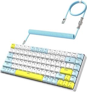 YINDIAO K84 75% Teclado Mecánico para Juegos,Teclado Compacto,US Layout,TKL,84 Teclas,Hot Swap,20 LED Iluminación,Anti-Ghosting,con Cable de USB-C en Espiral Pro,para PC (Limón,Interruptor Rojo)