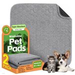 2 Pack Washable Dog Pee Pads - Instantly Absorbent and Reusable for Puppy Training - Waterproof Pet Mat for Rabbits, Guinea Pigs, Bunnies, and Small Animals - 80x90cm