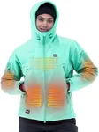 DEWBU Heated Jacket for Women with 12V Battery Pack Winter Outdoor Soft Shell Electric Heating Coat, Women's Mint, S