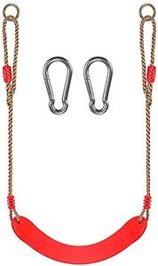 WAREMAID Balançoire Enfant, Siège de Balançoire d'arbre à Suspendre Corde Ajustable avec Crochet, Ensemble de Balançoire pour Aire de Jeux Intérieure Extérieure Jardin, Rouge