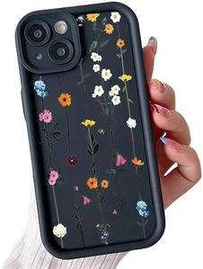 YAOZOCASE for iPhone Case,Cute Flower Branch Pattern Design Soft Silicone Soft Shockproof Cover Phone Case (Black,iPhone 12)