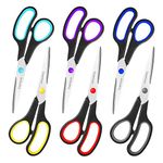 Scissors Set of 6-Pack, 8" Scissors All Purpose Comfort-Grip Handles Sharp Scissors for Office Home School Craft Sewing Fabric Supplies, High/Middle School Student Teacher Scissor, Right/Left Hand