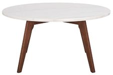 SAFAVIEH Home Collection Syrio Marble/Walnut Brown Round Coffee Table COF8100A