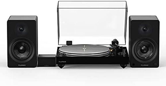 Fluance Reference RT85N High Fidelity Vinyl Turntable (Piano Black), PA10 Phono Preamp and Ai41 Powered 5" Bookshelf Speakers (Black Ash), Nagaoka MP-110 cartridge, 90W Class D Amplifier, Bluetooth
