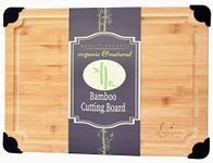 Extra Large Organic Bamboo Cutting Board with Non-Slip Grip and Juice Grooves; Wood Cutting Board for Kitchen, Serving Tray for Meat, Cheese, and Vegetables; Chopping Board and Butcher block
