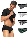 XYXX Men's Underwear Shuffle IntelliSoft Antimicrobial Micro Modal Brief Pack of 5 (Lightning Bolt; Black ; Camo Monocrom ; Grey ; White; XL)