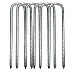 Ground Stakes, Tent Nails, Ground Anchor Garden Pegs Landscape Staples Galvanized Steel Heavy Duty Securing Pins for Gardening Camping Tents Trampoline 12 inch 6pack