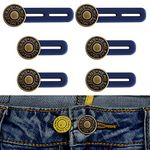 6 Pcs Button Extender for Trousers, Button Waist Extender, Pants Waist Extender Adjustable, Extended Jeans Waistband Button Extender Set, Elastic Collar Extenders for Jeans Skirts Trousers