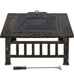 Yaheetech Fire Pit 32in Outdoor Fire Pits Square Firepits Heater for Outside Barbecue Camping Patio Backyard Garden