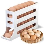 AceQ Automatic Egg Dispenser Box, 4-Tier Egg Storage Box for Fridge, Holds upto 30 Eggs, Egg Rolling Dispenser for Easy Access, Ideal Egg Tray Box for Organized Storage (White)