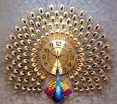 NSXEEN Luxury Vintage Peacock Wall Clock Large 70X65 CM Fancy Modern Art | Decorative Wall Clocks for Living Room Non-Ticking Silent-10 Metal Dial (Peacock-Royal Gold)