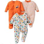 Mini Berry Born Baby Multi-Color Long Sleeve Body Suit,Romper, Sleep Suit for Boys and Girls Pack of 3pcs Set (Newborn, Orange)