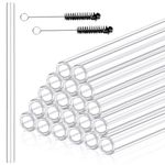 Akamino 20 Pieces 12 Inches Long Clear Glass Tubes for Art DIY, 12mm OD 8mm ID 2mm Thick Wall Glass Borosilicate Blowing Tubing with 2 Cleaning Brush