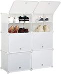 Mondeer Shoe Storage Cabinet, Shoes Rack, Shoe Storage Ideas, Plastic foldable Shoe Storage Unit with 6 Tier, Modular Shoe Organizer for Space Saving (White)