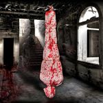 5ft Halloween Decorations Dead Victim Props, Scary Hanging Bloody Corpse in Bag Creepy Haunted House Decor Set, Halloween Outdoor Indoor Party Decorations (Assembly Needed)