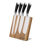 Navaris Wooden Magnetic Knife Holder - Universal Wood Magnetic Block & Organiser for Knives, Scissors, Kitchen Cutlery - Acacia, 23 x 22.5 cm