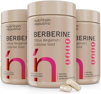 Berberine Supplement 1450mg, Ultra High Potency Berberine Complex with Citrus Bergamot, Colloidal Gold & Berberine Hcl, Dihydroberberine Supplement, 180 Veggie Capsules, Pack of 3