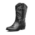 SheSole Women's Western Cowgirl Cowboy Boots Black Size 6