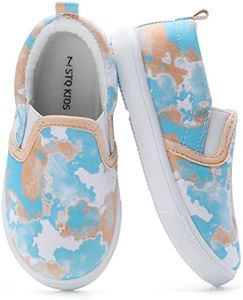 STQ KIDS Toddler Slip on Shoes Little Girls Loafers Canvas Casual Dress Walking Cute Fall Preschool Flat Kids Non Slip Comfortable Lightweight Pink Tie-Dye Size 8 Toddler