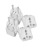 rts Fast Charging India Europe Adapter (Schuko) (4 Pack) Plug European Travel Essentials Plug Adapter, Type E/F, White India to European Europe EU Plug Adapter Converter, Adapter for Europe Plug White