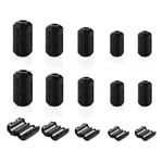 Clip-on Ferrite Ring Core, 15Pcs Anti-interference High-frequency Ferrite Core, Noise Suppressor Cable Clip with 3.5mm 5mm 7mm 9mm 13.5mm Inner Diameter for USB Data Speaker Cable