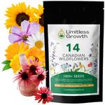 Canadian Wildflower 14 Individually Packed Varieties - 1800+ Seeds - Annual & Perennial Varieties for Planting in Canada - Non-GMO Bird Butterfly Bees