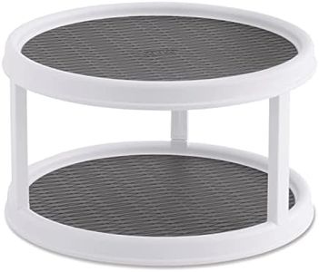 Copco Non-Skid Turntable, 2-Tier, 12-Inch, Durable & Easy Clean, White/Gray