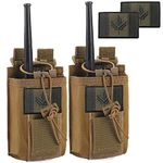 1000D Tactical Radio Holder - Molle Radio Pouch Case Heavy Duty Radio Holster for Two Way Walkie Talkies with 1 Canada Flag Patch (2 Pack Tan)