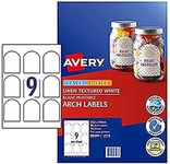 Avery A4 Linen Textured Arched Labels - Product Stickers - Small Business Supplies - White, 57.2 mm x 77 mm, 90 Labels/10 Sheets (980003/ L7118)