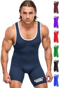 Exxact Sports Plain Men's Wrestling Singlet, High Performance Powerlifting Singlet Wrestling Singlets for Men - (Navy, AS)