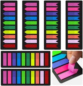 KICNIC 1500 Pieces Page Markers Sticky Index Tabs, Arrow Flag Tabs Self Adhesive, Colored Notes Tab Stickers for Notebook, Documents, Books [10 Colors, 3 Designs] Sticks Securely, Removes Cleanly