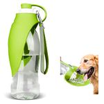 TIOVERY Dog Water Bottle, Portable Pet Water Dispenser Feeder Leak Proof with Drinking Cup Dish Bowl for Outdoor Walking, Hiking, Travel, 20OZ Water Bottle Fit for Small to Large Dogs and Cats Green