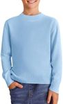 Haloumoning Boys Sweaters Kids Crewneck Long Sleeve Knit Pullover Sweater 5-14 Years Blue