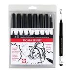 Sakura Pigma Sensei Manga Drawing Kit - Archival Black Ink Pens - Pens for Drawing Manga, Cartoon, & More - Assorted Nib Sizes - 8 Pack